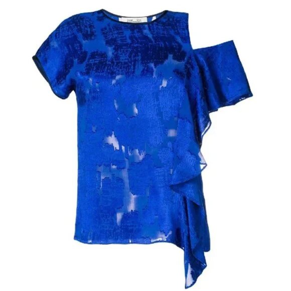 Diane Von Furstenberg Cut-Out Ruffle Blouse - Picture 3 of 8